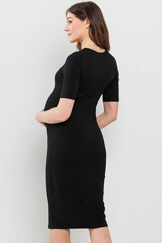 LaClef Women's Short Sleeve V-Neck Wrap Maternity Dress in Saudi Arabia