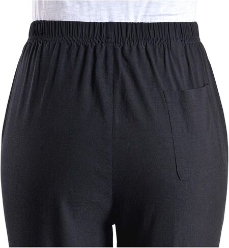 بنطال Zoulee نسائي صيفي صغير الحجم من الكتان ذو الخصر المطاطي سهل الارتداء in Kuwait