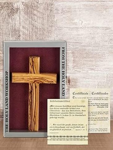 MaMeMi wooden cross olive wood for the wall in gift box. Original from the Holy Land in Kuwait