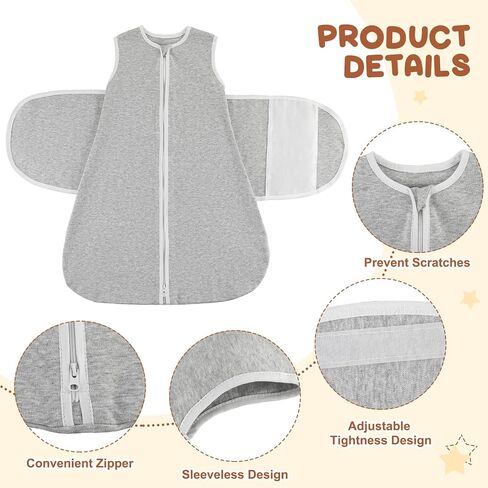 Silicherry 3 Pack Newborn Transitional Swaddle Hat Set Baby Zip Swaddle Blanket Wrap for Baby Boy Diaper Change Sleep Girl in Saudi Arabia