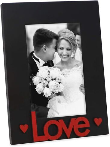 Isaac Jacobs Black Wood Sentiments “Love" Picture Frame, 5x7 inch with Mat, Photo Gift for Loved Ones, Family, Display on Tabletop, Desk (Black, 5x7 (Matted 4x6)) in Kuwait
