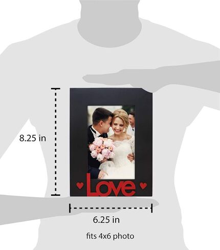 Isaac Jacobs Black Wood Sentiments “Love" Picture Frame, 5x7 inch with Mat, Photo Gift for Loved Ones, Family, Display on Tabletop, Desk (Black, 5x7 (Matted 4x6)) in Kuwait