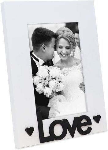 Isaac Jacobs Black Wood Sentiments “Love" Picture Frame, 5x7 inch with Mat, Photo Gift for Loved Ones, Family, Display on Tabletop, Desk (Black, 5x7 (Matted 4x6)) in Kuwait