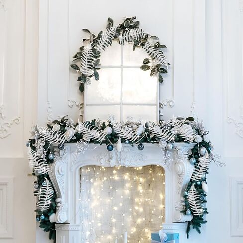 Xinnun عيد الميلاد بريق يترك الاصطناعي ورقة الاستوائية شجرة عيد الميلاد بخاخ بريق ورقة جارلاند وامض عيد الميلاد يختار DIY باقة الجذعية فروع الزهور لحفل زفاف عيد الميلاد إكليل (أبيض، 12 جهاز كمبيوتر شخصى) in Kuwait