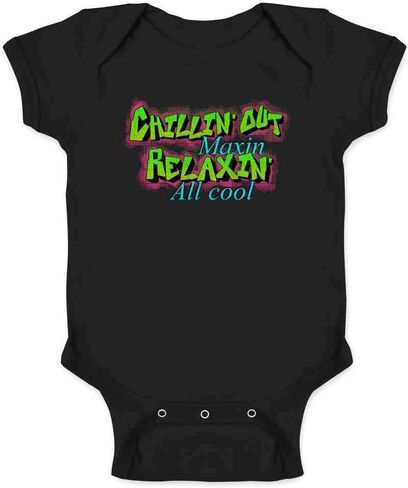 تي شيرت البوب ​​المواضيع Chillin Out Maxin Relaxin All Cool 90s ريترو نيون طفل رضيع أطفال فتاة صبي تي شيرت in Kuwait