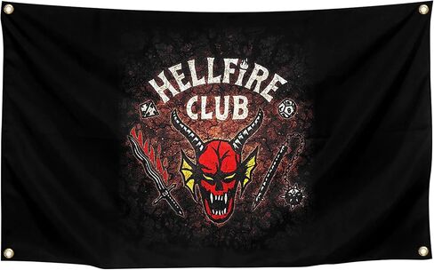 VooqO 3x5 Foot Hellfire Funny Club Tapestry With 4 Brass Grommets Easy And Simple Hanging For College Dorm Living Room Party Home Decorations in Saudi Arabia
