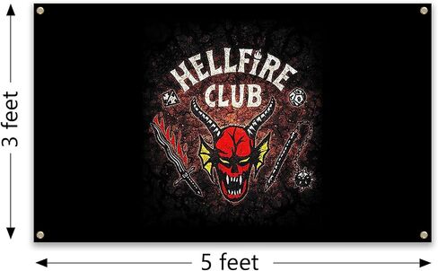 VooqO 3x5 Foot Hellfire Funny Club Tapestry With 4 Brass Grommets Easy And Simple Hanging For College Dorm Living Room Party Home Decorations in Saudi Arabia