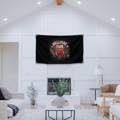 VooqO 3x5 Foot Hellfire Funny Club Tapestry With 4 Brass Grommets Easy And Simple Hanging For College Dorm Living Room Party Home Decorations in Saudi Arabia