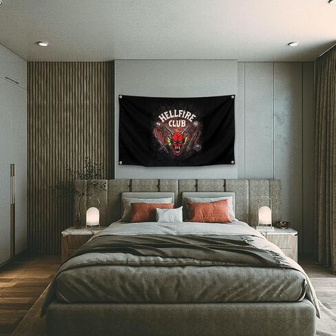 VooqO 3x5 Foot Hellfire Funny Club Tapestry With 4 Brass Grommets Easy And Simple Hanging For College Dorm Living Room Party Home Decorations in Saudi Arabia