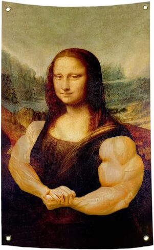 علم الموناليزا المضحك 3x5 أقدام الموناليزا كمال الاجسام نسيج البوليستر HD الطباعة للكلية النوم الصالة الرياضية غرفة الرقص ديكور الحائط in Kuwait