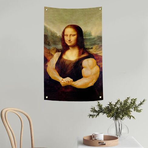 علم الموناليزا المضحك 3x5 أقدام الموناليزا كمال الاجسام نسيج البوليستر HD الطباعة للكلية النوم الصالة الرياضية غرفة الرقص ديكور الحائط in Kuwait