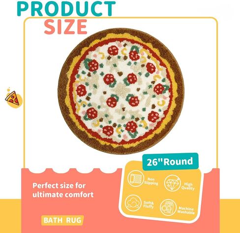 TANVILL لطيف حمام حصيرة البيتزا سجاد الحمام للحمام ديكور المنزل، عدم الانزلاق مضحك الأطفال الصغيرة جولة حمام البساط لينة ماصة قابلة للغسل، هدايا الجدة لصبي فتاة in Kuwait