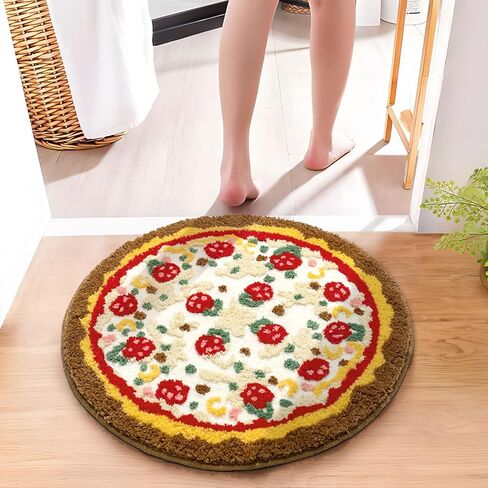 TANVILL لطيف حمام حصيرة البيتزا سجاد الحمام للحمام ديكور المنزل، عدم الانزلاق مضحك الأطفال الصغيرة جولة حمام البساط لينة ماصة قابلة للغسل، هدايا الجدة لصبي فتاة in Kuwait
