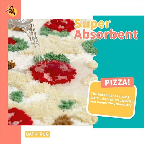 TANVILL لطيف حمام حصيرة البيتزا سجاد الحمام للحمام ديكور المنزل، عدم الانزلاق مضحك الأطفال الصغيرة جولة حمام البساط لينة ماصة قابلة للغسل، هدايا الجدة لصبي فتاة in Kuwait