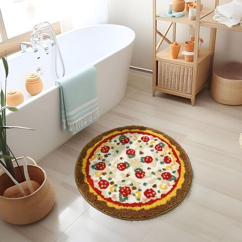 TANVILL لطيف حمام حصيرة البيتزا سجاد الحمام للحمام ديكور المنزل، عدم الانزلاق مضحك الأطفال الصغيرة جولة حمام البساط لينة ماصة قابلة للغسل، هدايا الجدة لصبي فتاة in Kuwait