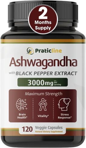 Organic Ashwagandha 1,950 mg - 120 Vegan Caps. Made with Organic Ashwagandha Powder and Root Extract and Black Pepper 4:1, Gluten Free, Non-GMO Supplement, Supports Mood, Made in USA. in Saudi Arabia