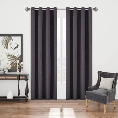 D E CURTAIN ستائر تعتيم 100% بطول 84 بوصة، ستائر جاكار لغرفة المعيشة أو غرفة النوم، ستائر لنوم عالي الجودة وحماية الخصوصية، لوحتان بورغ (كل منهما 52 × 84 بوصة، كحلي) in Saudi Arabia
