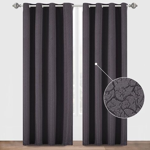 D E CURTAIN ستائر تعتيم 100% بطول 84 بوصة، ستائر جاكار لغرفة المعيشة أو غرفة النوم، ستائر لنوم عالي الجودة وحماية الخصوصية، لوحتان بورغ (كل منهما 52 × 84 بوصة، كحلي) in Saudi Arabia
