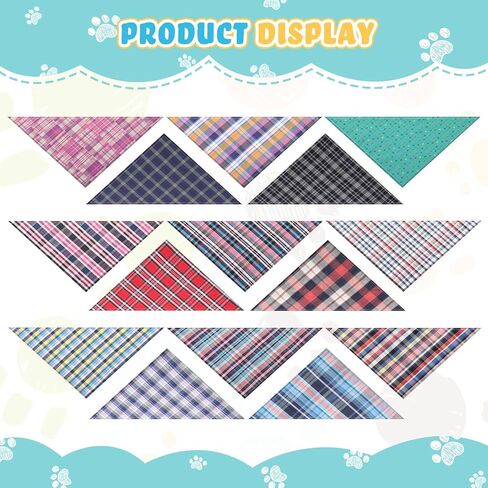 50 Pack Dog Bandana Bulk, Plaid Cotton Bandanas Washable Puppy Bandana Triangle Dog Drool Bibs Dog Handkerchief Girl Comfortable Scarfs for Medium Small Dogs Large Puppy Dogs, Pets Birthday Kerchief in Kuwait
