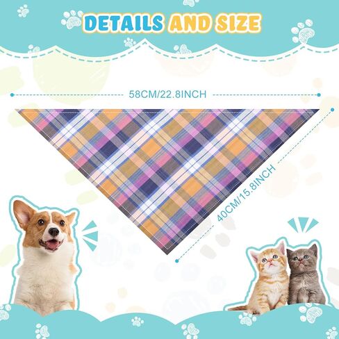 50 Pack Dog Bandana Bulk, Plaid Cotton Bandanas Washable Puppy Bandana Triangle Dog Drool Bibs Dog Handkerchief Girl Comfortable Scarfs for Medium Small Dogs Large Puppy Dogs, Pets Birthday Kerchief in Kuwait