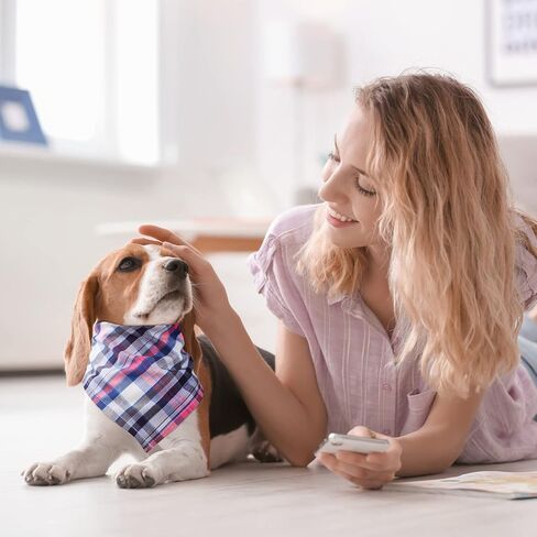 50 Pack Dog Bandana Bulk, Plaid Cotton Bandanas Washable Puppy Bandana Triangle Dog Drool Bibs Dog Handkerchief Girl Comfortable Scarfs for Medium Small Dogs Large Puppy Dogs, Pets Birthday Kerchief in Kuwait