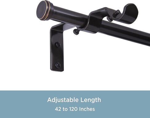 Kenney KN76108 Double Curtain Rod Conversion Kit, 42-120" Adjustable Length, Oil Rubbed Bronze Finish, 5/8" Diameter Steel Tube in Saudi Arabia