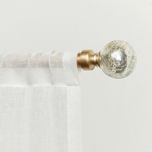 Exclusive Home Silver Aged Sphere 1" Curtain Rod and Coordinating Finial Set, Matte Silver, Adjustable 36"-72" in Saudi Arabia