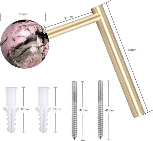 حزمة Yatming مكونة من 2 حوامل ستائر حجرية مستديرة، خطافات ستائر مثبتة على الحائط على شكل حرف L مع كرة كريستال سبج سوداء لتزيين المنزل in Kuwait