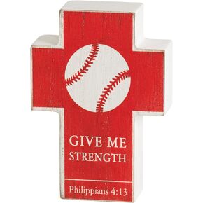 Dicksons Be Strong Do Not Give Up White Baseball 4 x 3 MDF Table Top Cross
