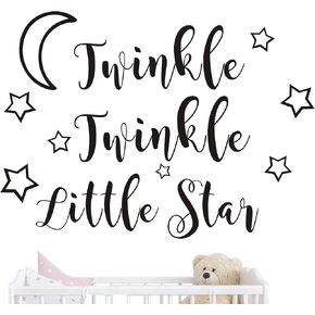 ملصق حائط فني من الفينيل من Twinkle Twinkle Little Star لتزيين غرفة الأطفال والأولاد والبنات وغرفة نوم الأطفال وديكور المنزل YMX29 (رمادي، 57 × 42 سم) in Kuwait