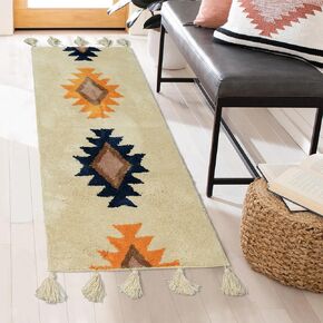 سجاد الحمام بوهو مع شرابات المنسوجة يدويا القطن حصيرة نصف دائرة حمام حصيرة سجاد حمام للحمام قابل للغسل بوهو حمام حصيرة السجاد لحوض الاستحمام الحمام in Kuwait