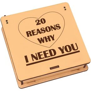 StarLaser 20 Reasons Why I Need You Message Box Gift For Anniversary Birthday And Loveable Person(Engineered Wood, Brown) in Saudi Arabia