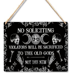Wall Pediments No Soliciting Sign for House Home,No Soliciting Welcome Sign for Front Door,Witchy Wall Decor,Gothic Wall Decor,10x8 Inches in Kuwait