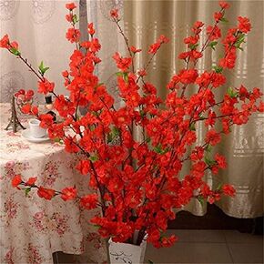 Firlar Artificial Cherry Blossom Branches, 10 Bunches Spring Peach Blossom Silk Flowers Fake Floral Arrangements for Home Wedding Decoration, 26