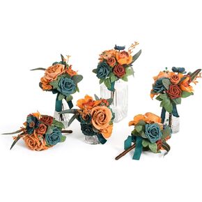 Ling's Moment Wedding Flowers Mini Bridesmaid Bouquets Set of 6 Pre-Made Small Floral Wedding Centerpieces - Dusty Rose & Navy in Kuwait