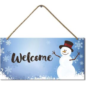 Christmas Square Wooden Sign, Antique Wall Decoration Wall Sign Welcome Snowman Christmas Sign Wall Decoration Bar Home Square 30X15cm in Kuwait