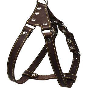 Genuine Leather Medium 22.5"-26" Chest 3/4-inch Wide Adjustable Dog Step-in Harness Brown in Kuwait