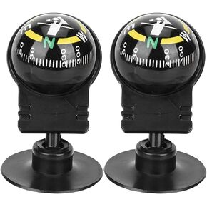 2PCS LC282 ABS Portable Car Compass Guide Ball with Suction Cup - Reliable Navigation Tool for Hiking, Camping and Outdoor Adventures in Kuwait