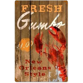 New Orleans Crawfish Vintage Metal Sign Fresh Gumbo Tin Signs Best Wall Decor Gift for Seafood Shop/Home/Kitchen/Lobster Party 8 x 12 Inches in Saudi Arabia