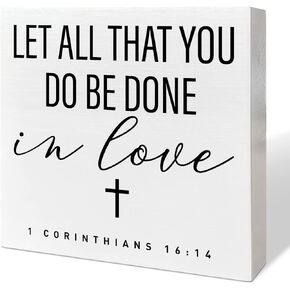 Inspirational Christian Desk Box Sign Decor, Our God Will Stand Forever, Home Office Religious Motivational Decor Scripture Bible Verse Desk Decoration Christian Baptism Gifts for Women Men