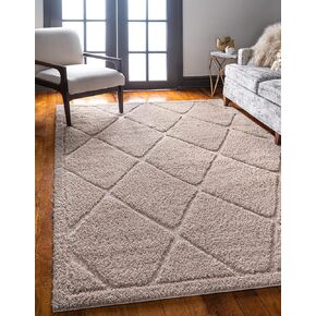 Rugs.com سجادة Lattice Shag Collection - 4 × 6 بوصات باللون الأزرق الداكن مثالية لغرف المعيشة وغرف الطعام الكبيرة ومخططات الأرضيات المفتوحة