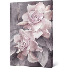 lamplig Pink Wall Art Flowers Canvas Prints Floral Pictures Gray Modern Romantic Artwork Blush Bloom Painting Stretched for Bathroom Living Dining Room Bedroom Home Wall Decor 12 x 16, 3 Panels
