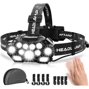 Headlamp Rechargeable,22000 High Lumen 11 LED Headlamp with Motion Sensor,Ultra Bright 22 Modes Head Lamp with Red Light,Waterproof Type-C Charging Headlight for Camping,Outdoors Hard Hat Light in Saudi Arabia