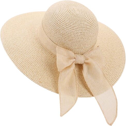 HADM Women Sun Hat Beach Straw Hat Wide Brim UV Protection Summer Hat Foldable Travel Hat in Kuwait