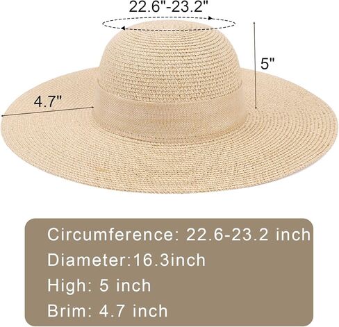 HADM Women Sun Hat Beach Straw Hat Wide Brim UV Protection Summer Hat Foldable Travel Hat in Kuwait