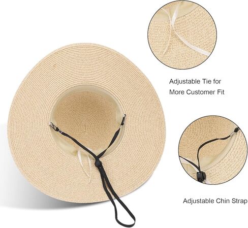 HADM Women Sun Hat Beach Straw Hat Wide Brim UV Protection Summer Hat Foldable Travel Hat in Kuwait