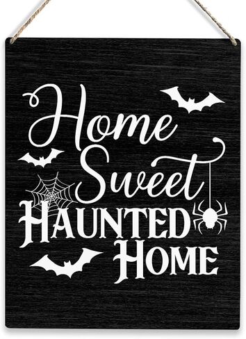 لافتة خشبية للهالوين على طراز مزرعة ريفية، منزل جميل مسكون، لوحة خشبية معلقة، مقاس 8 × 10 بوصة، ديكور منزلي للهدايا in Kuwait