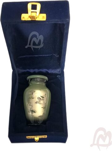 جرة التذكار - جرة حرق الجثث التذكارية على شكل فراشة جميلة للرماد البشري مع صندوق مخملي وحقيبة مخملية - جرة تذكار صغيرة - جرة تذكار بأسعار معقولة (3 cu.in) in Kuwait