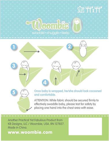 مجموعة بطانية قماط الأطفال من القطن العضوي من Woombie - بطانيات استقبال خفيفة الوزن ومتعددة الاستخدام - مجموعة من 3 قماط ذات فتحات تهوية مقاس 44 × 44 بوصة - أزرق مخضر، كريمي، برتقالي in Kuwait