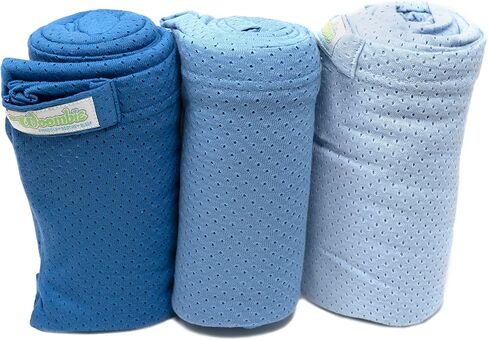مجموعة بطانية قماط الأطفال من القطن العضوي من Woombie - بطانيات استقبال خفيفة الوزن ومتعددة الاستخدام - مجموعة من 3 قماط ذات فتحات تهوية مقاس 44 × 44 بوصة - أزرق مخضر، كريمي، برتقالي in Kuwait